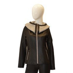 Kurtka skórzana damska z kapturem na zamek z kieszeniami Bukowski