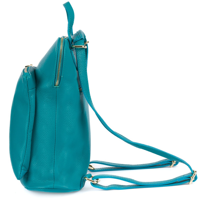 Skórzany plecak damski torba 2w1 elegancki A4 włoski pojemny morski Vera Pelle S40