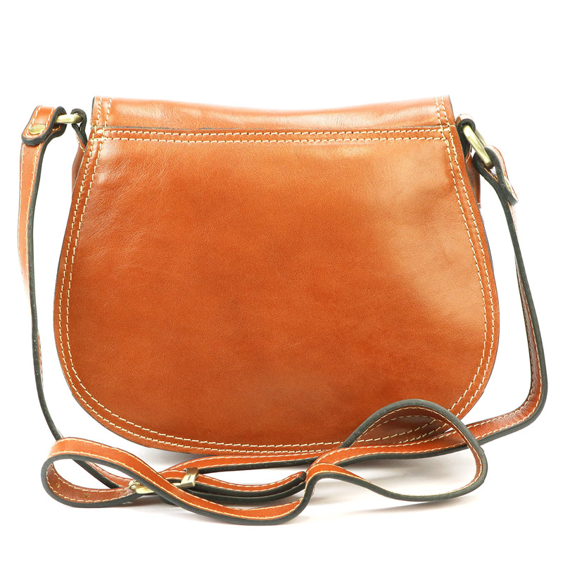 Florence Skórzana damska listonoszka torebka na ramię dwukomorowa z klapą