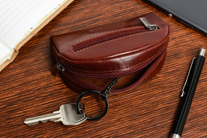 Czerwone skórzane etui na klucze pieniądze Beltimore G85