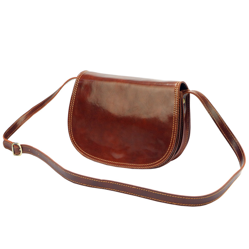 Florence Skórzana damska listonoszka przez ramię dwie komory kieszenie