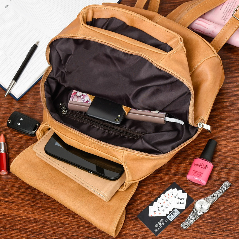 Camel Beltimore plecak skórzany damski z klapą solidny S41