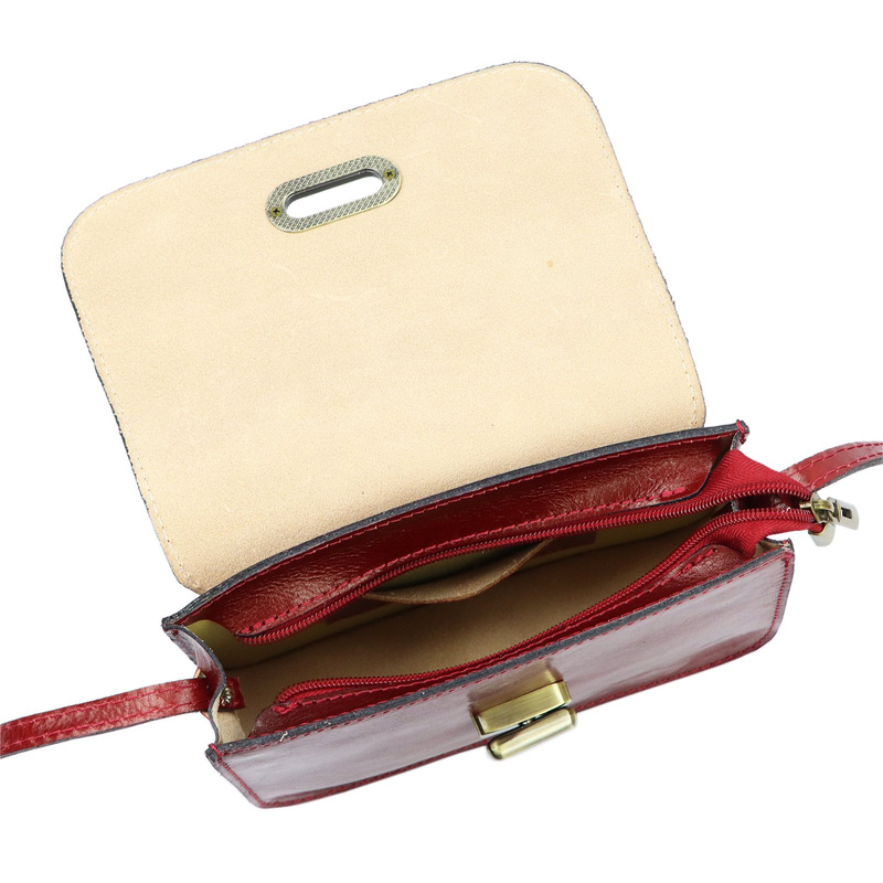 Florence Skórzana elegancka damska listonoszka torebka na ramię z klapą