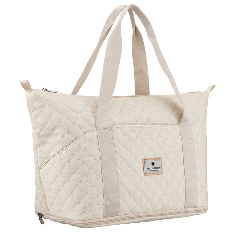 Beżowa, treningowa torba wykonana z poliestru, jednokomorowa - Peterson