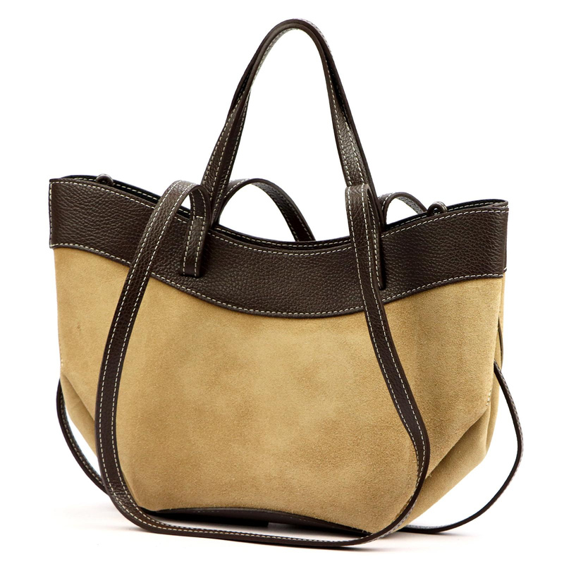 Vera Pelle damska torebka na ramię stylowa shopperbag zamsz z kosmetyczką