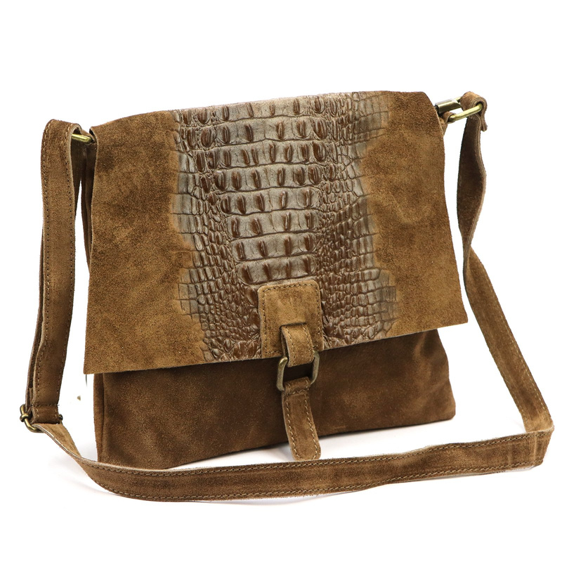 Vera Pelle damska listonoszka skórzana torebka na ramię skóra krokodyla