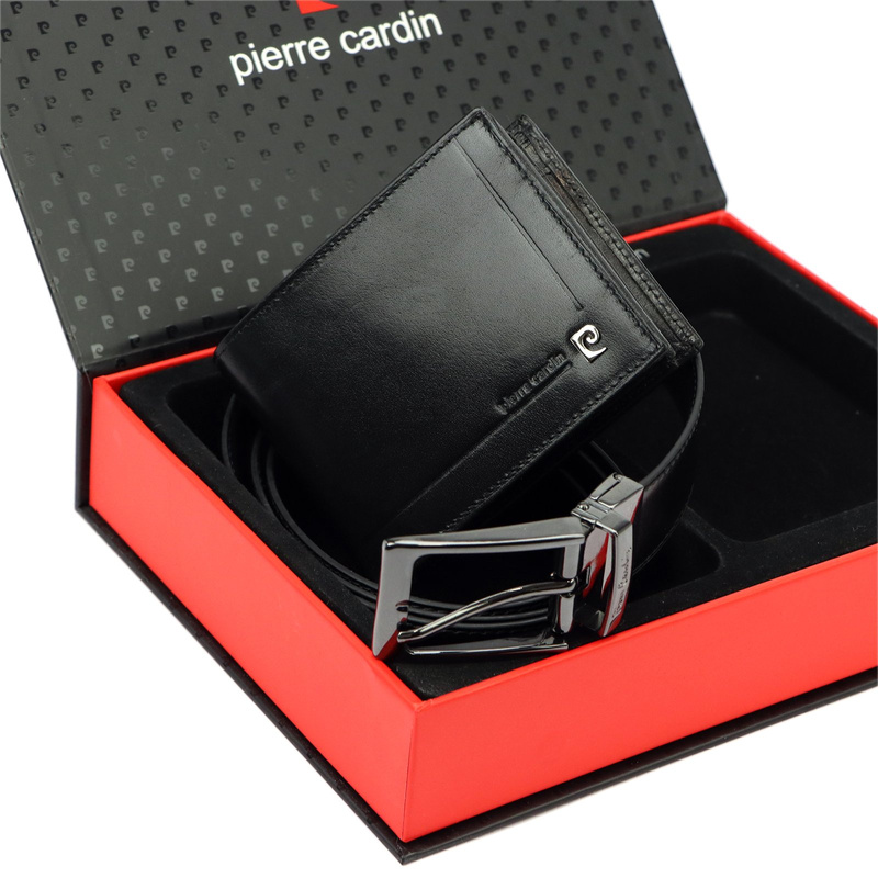 Zestaw prezentowy męski skórzany  portfel pasek do spodni Pierre Cardin