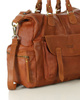 Pojemna torba damska na ramię z kieszeniami skóra naturalna - MARCO MAZZINI brąz camel