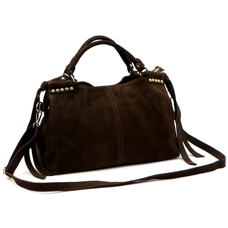 Vera Pelle skórzana zamsz damska listonoszka na ramię kuferek z organizerem