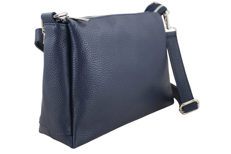 Uniwersalna torebka skórzana listonoszka - Granatowa