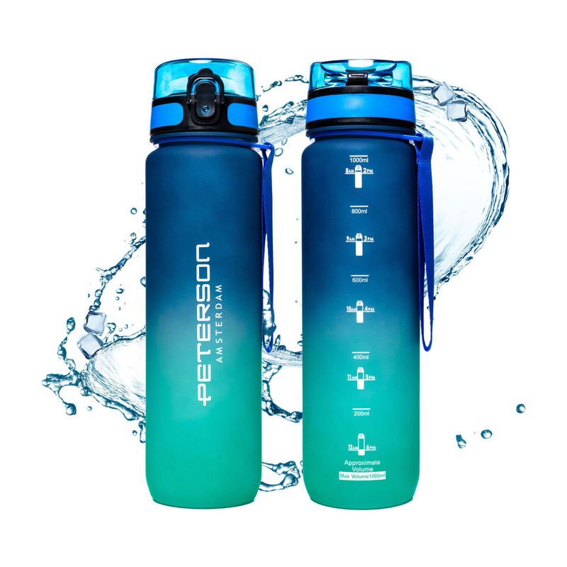Niebiesko-zielony, tritanowy bidon na wodę o pojemności 1000 ml - Peterson