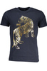 NIEBIESKI T-SHIRT MĘSKI Z KRÓTKIM RĘKAWEM KLASY CAVALLI