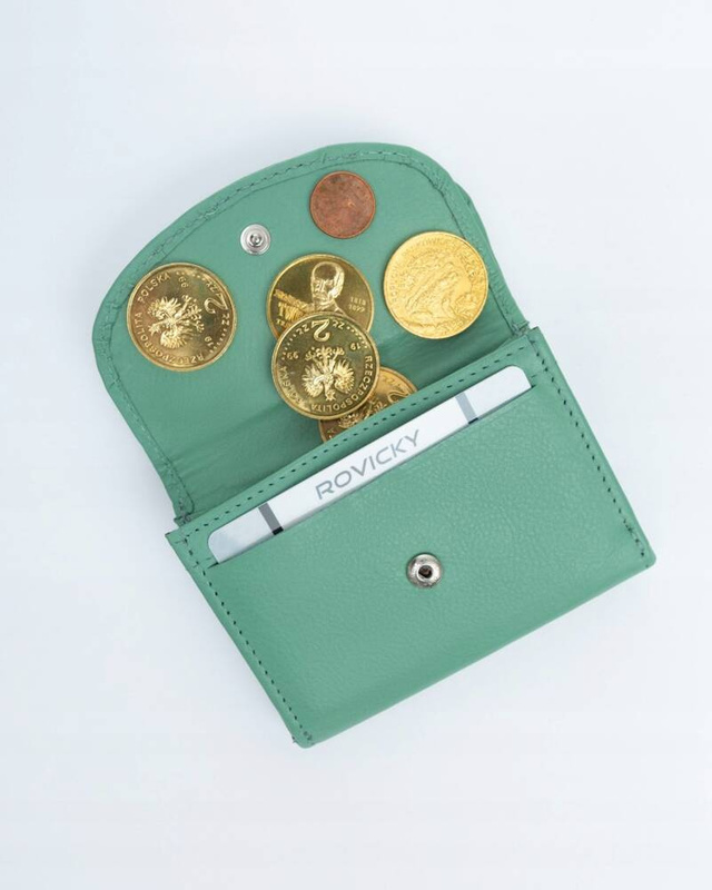 Rovicky mała portmonetka skóra naturalna zgrabny portfel damski mały