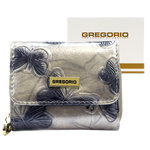 Gregorio mały portfel damski skóra naturalna lakierowana portmonetka motyle