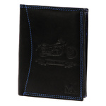 Money Kepper portfel duży męski pionowy skóra naturalna wzór motocykl