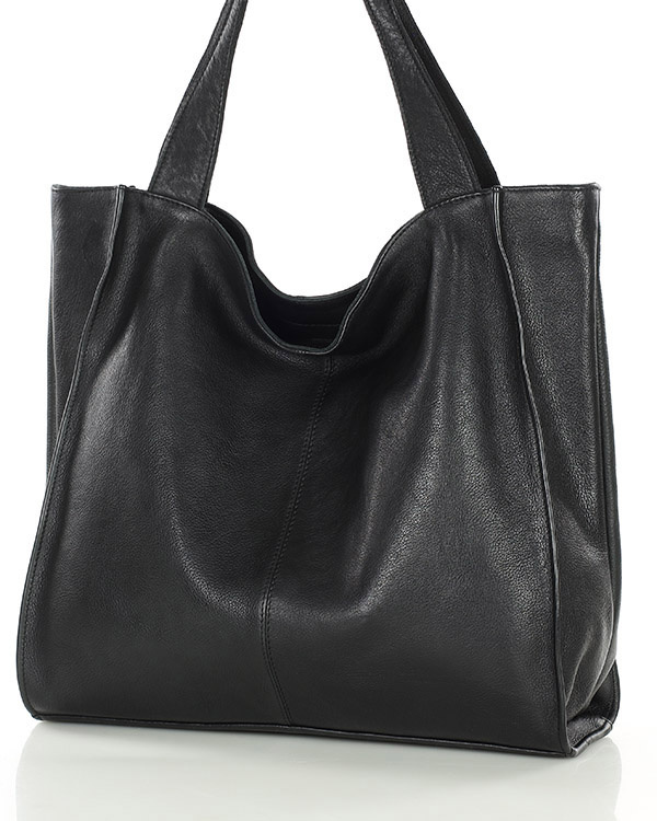 MARCO MAZZINI Torebka miejski shopper bag skóra naturalna handmade czarny