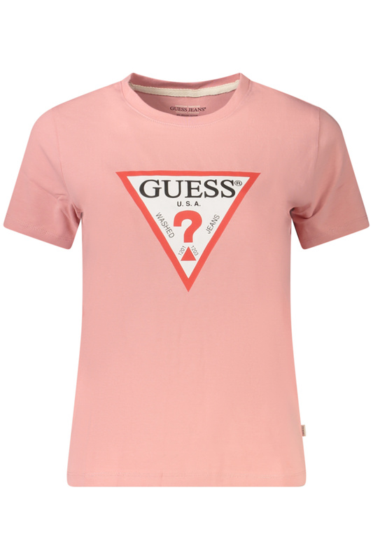 GUESS JEANS DAMSKA KOSZULKA Z KRÓTKIM RĘKAWEM RÓŻOWA
