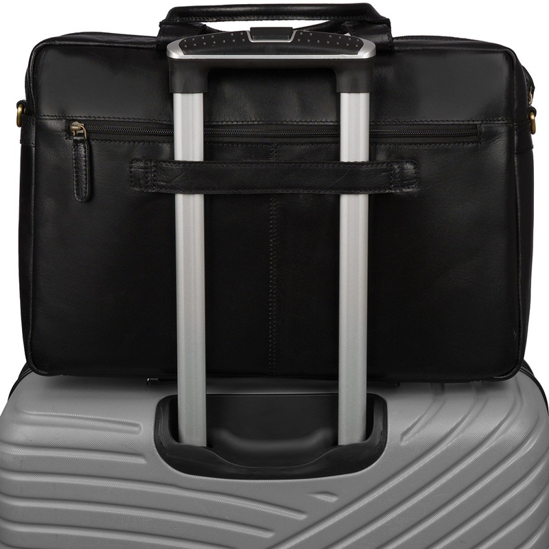 Torba męska skórzana na ramię laptopa duża biznesowa czarna Beltimore N07