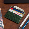Etui na dokumenty karty wizytówki skórzane slim portfel zielone Beltimore E49