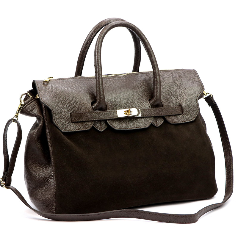 Camilla damski kuferek duża torebka do ręki skóra naturalna dopinany pasek