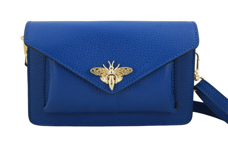 Torebka damska wizytowa skórzana - Chabrowa