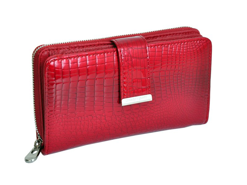 Stylowa Lakierowana duża damska skórzana portmonetka marki Jennifer Jones