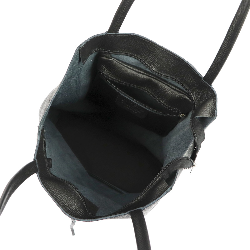 MiaMore Skórzana damska shopperbag duża torabka na ramię z kieszenią