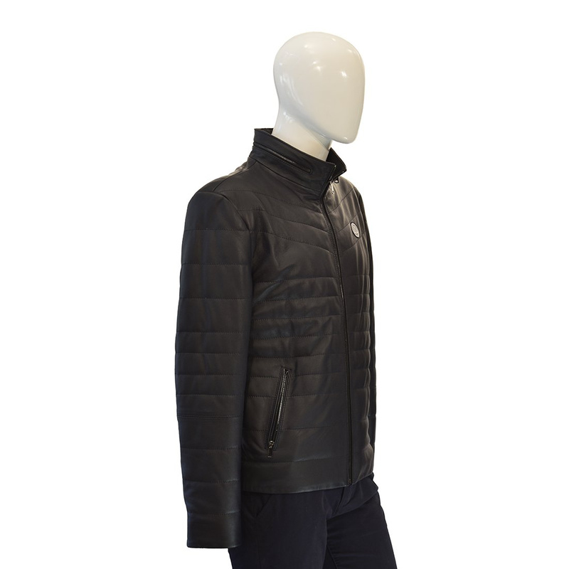 Bukowski całoroczna męska Kurtka skórzana Wojtek pikowana stójka dekolt