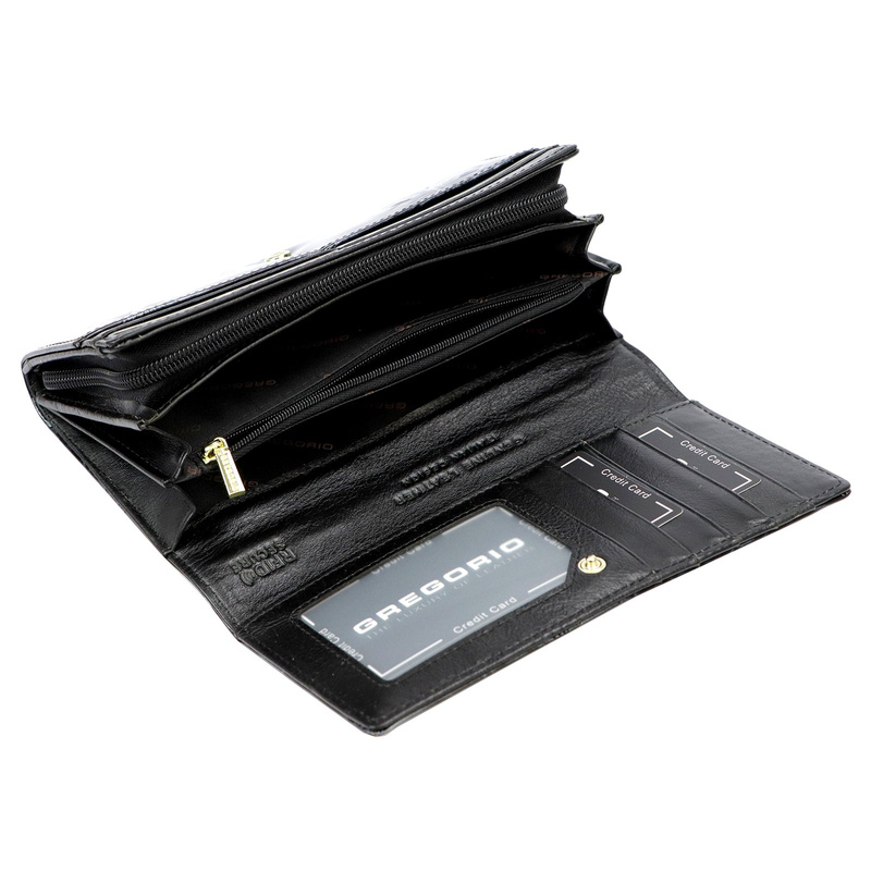 Gregorio damski portfel klasyczny podłużny duża portmonetka lakierowana