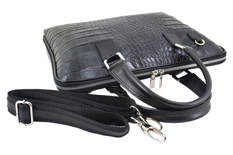 Torba na laptopa damska skórzana Barberinis - Szara ciemna