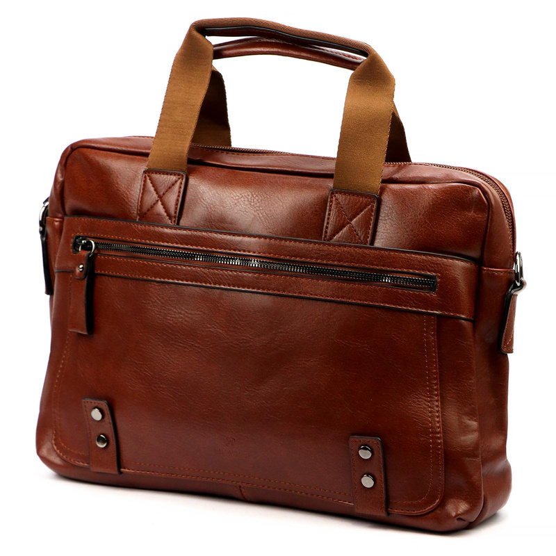 BRICIOLE duża męska torba teczka skóra eko na dokumenty do pracy z paskiem