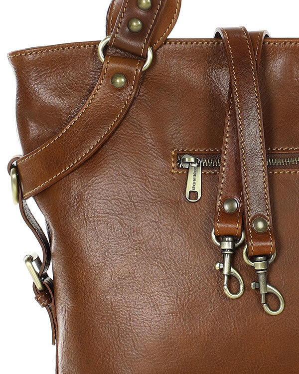 Torebka biznesowa damska kuferek skórzany premium bag - MARCO MAZZINI brązowy
