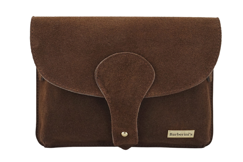 Zamszowa listonoszka na szerokim pasku - Brązowa