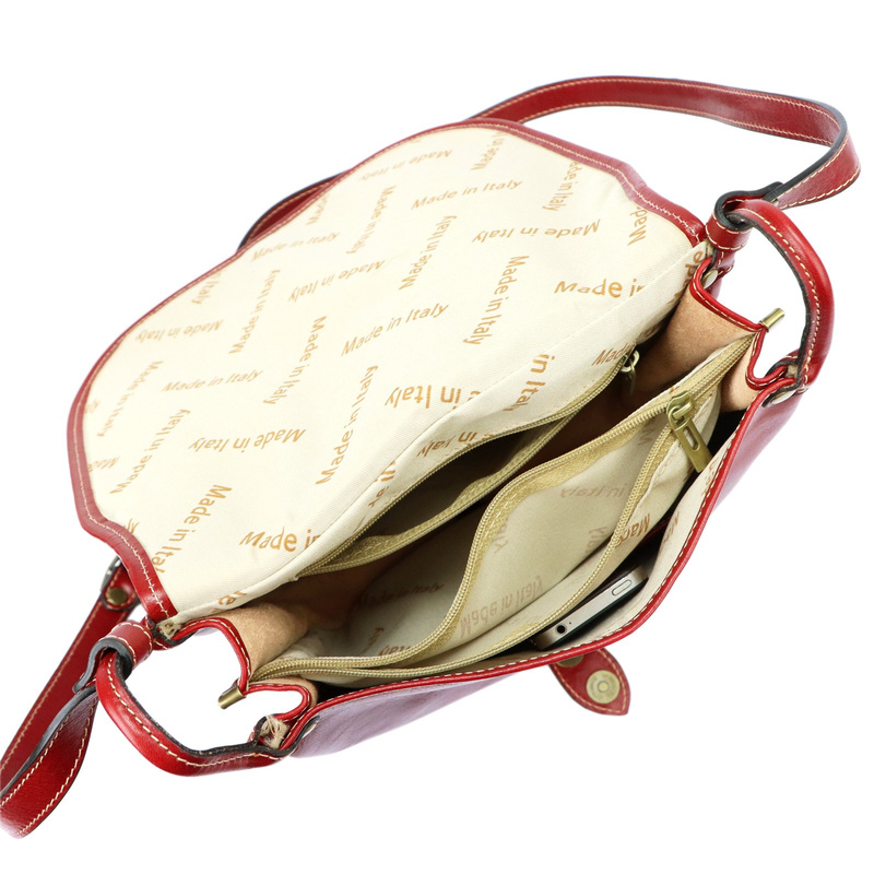 Florence skórzana damska listonoszka torebka na ramię dwukomorowa