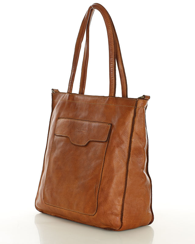 Torba shopper brązowa camel z kieszeniami skóra naturalna – MARCO MAZZINI
