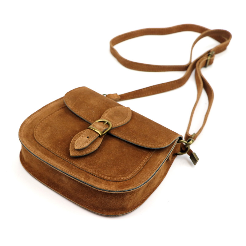 Luka Klasyczna Zamszowa damska listonoszka skórzana przez ramię z kieszenią