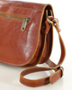 Skórzana torebka saddle bag półksiężyc sztywna skóra - MARCO MAZZINI brąz camel