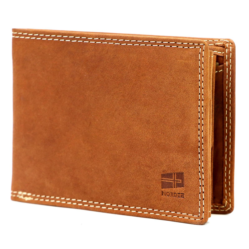 Nordee męski poziomy portfel skóra naturalna kompaktowy i pojemny