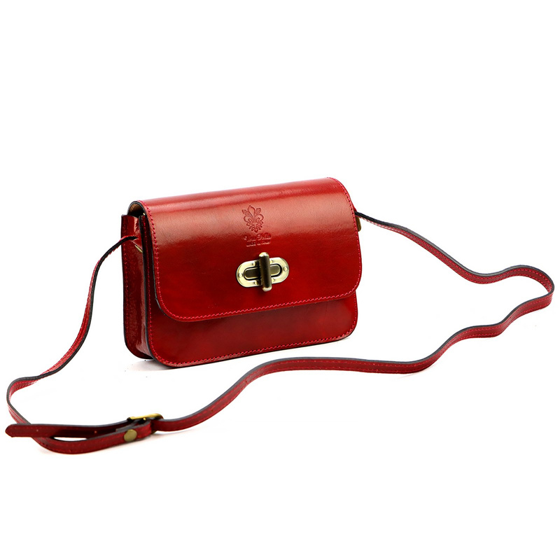 Florence Skórzana elegancka damska listonoszka torebka na ramię z klapą