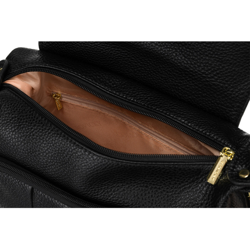 Pojemna, beżowa torebka damska na ramię z kieszeniami - Rovicky