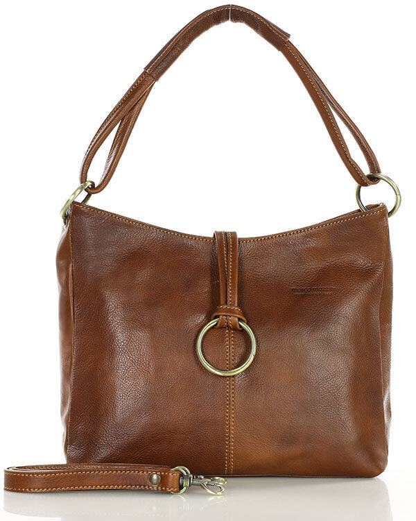 Klasyczna torba skórzana na ramię premium leather - MARCO MAZZINI brązowa