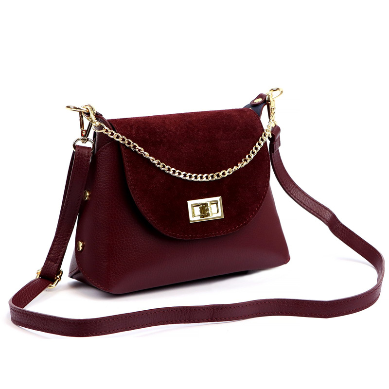 Damska listonoszka do ręki połączenie skóry naturalnej i zamszu Luka