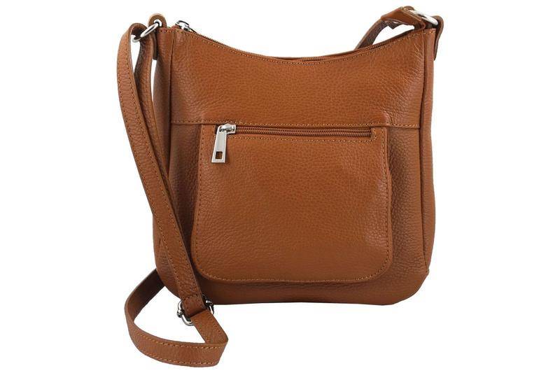 Modna włoska listonoszka skórzana - Zielony ciemny