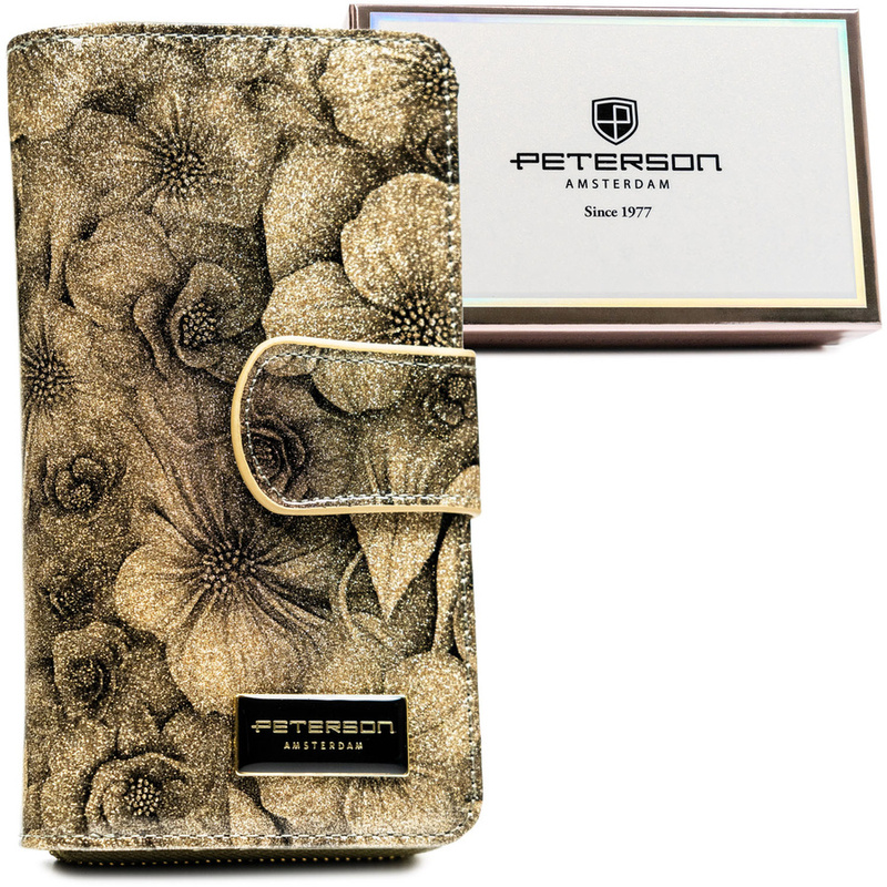 skóra naturalna + Damski portfel ze skóry ekologicznej Peterson PTN PS116-FDS