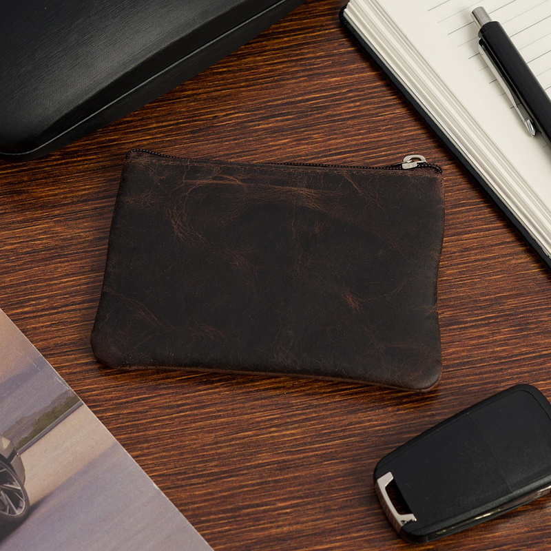 Skórzane etui na klucze duże kluczówka skóra nubuk z łańcuszkiem brązowe Beltimore P92