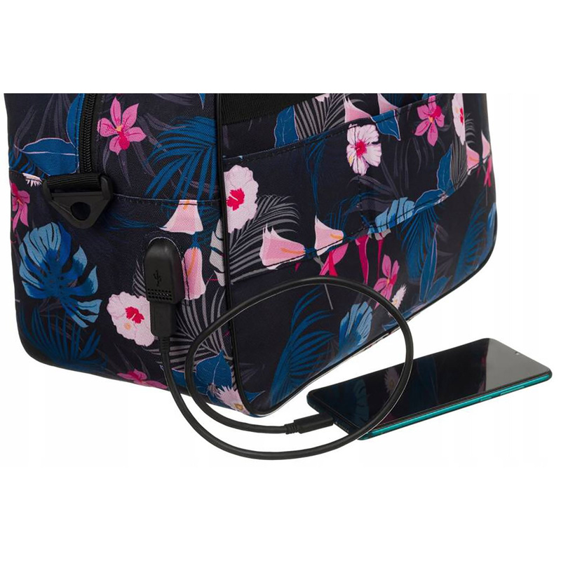 Torba podróżna wyposażona w dopinany pasek i zewnętrzną kieszeń zapinaną suwakiem - Rovicky