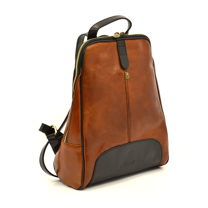 Florence Miejski Damski plecak skóra naturalna z kieszeniami na suwak