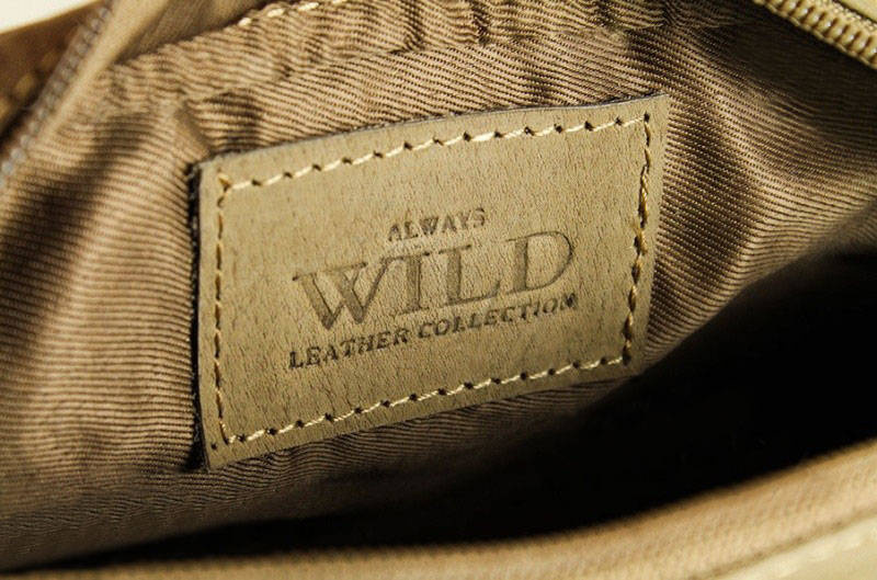 Dwukomorowa Skórzana męska saszetka do ręki Wild