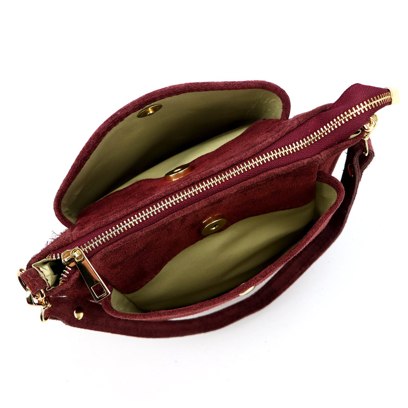 Vera Pelle damska listonoszka torebka na ramię skóra naturalna zamszowa