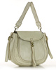 Marco Mazzini Torebka classic saddle bag ze skóry naturalnej na ramie beż taupe